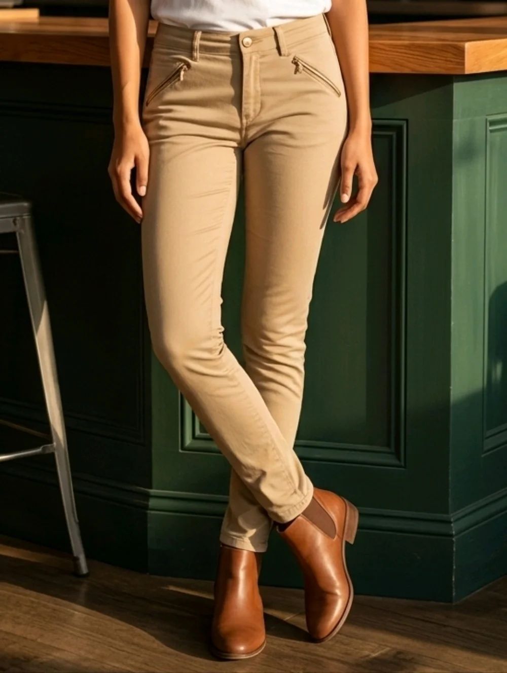 LRL Ralph Lauren Tan Skinny Chinos 6 Stretch Khaki Work Pants Mid-Rise Everyday